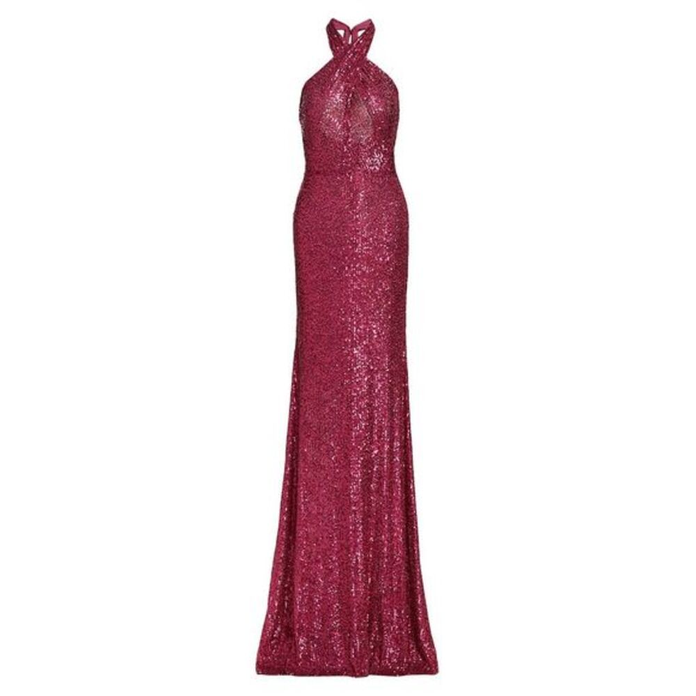 Naeem Khan Resort Sequin Halter Neck Body-Con Gown US 6 $2995